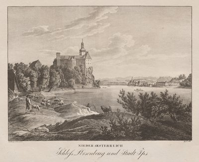 Bassa Austria, castello Persenbeug e città di Ips da Jakob Alt
