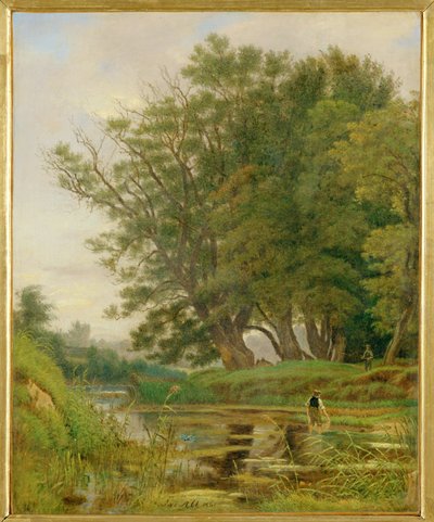 Praterlandschaft - Paesaggio nei giardini del Prater, Vienna ... (dipinto su tela) da Jakob Alt
