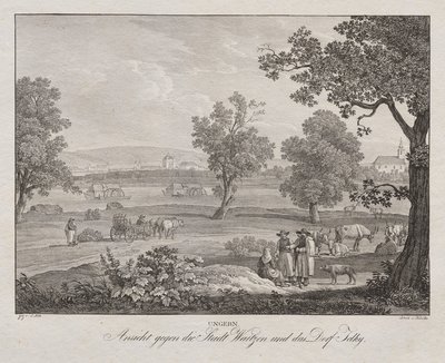 Ungheria, Vista verso la Città di Waitzen e il Villaggio di Telky da Jakob Alt
