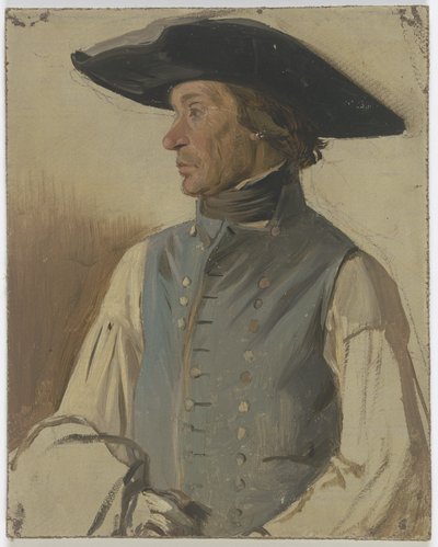 Contadino con un grande cappello e un gilet blu da Jakob Becker