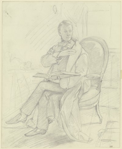 Giovane uomo seduto in poltrona con un libro da Jakob Becker