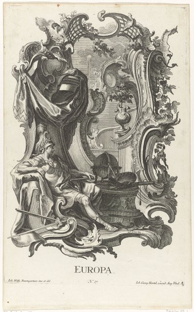 Rocaille con la personificazione del continente Europa da Jakob Gottlieb Thelott