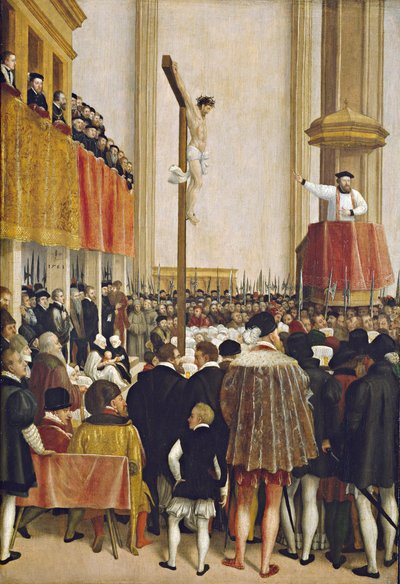 Il sermone del legato papale Cornelio Musso nella chiesa agostiniana di Vienna da Jakob Seisenegger
