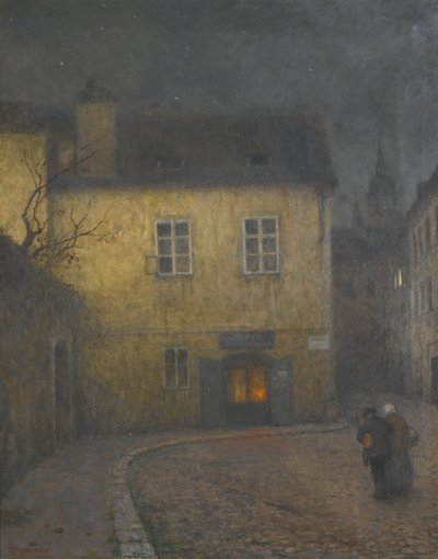Un angolo di strada a Praga, c. 1900 da Jakub Schikaneder