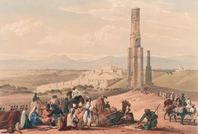 La fortezza e la cittadella di Ghuznee e i due Minareti, c.1839 da James (after) Atkinson
