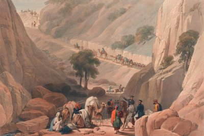 Le truppe emergono dalla parte stretta del passo di Koojah da James (after) Atkinson