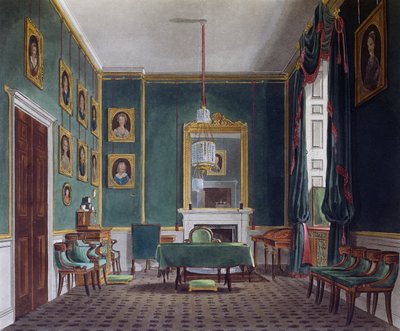 Sala verde, incisione di Daniel Havell su disegno di James Stephanoff, da The History of the Royal Residences da James (after) Stephanoff