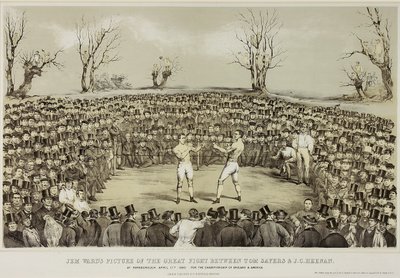 Il grande combattimento tra Tom Sayers e J.C. Heenen a Farnborough da James (after) Ward