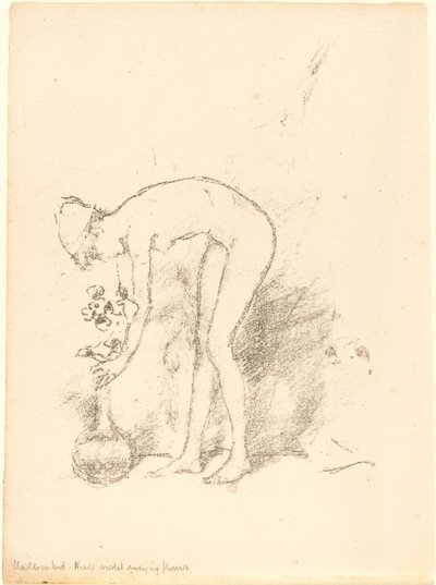 Un modello nudo che sistema fiori, c. 1892 da James Abbott McNeill Whistler