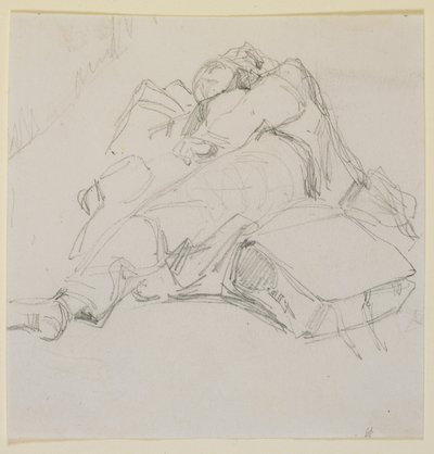 Un uomo addormentato su una pila di bagagli, 1858 da James Abbott McNeill Whistler