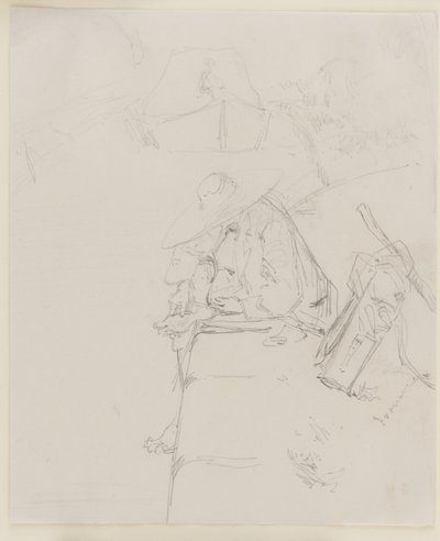 Un uomo seduto sul bordo di un muro da James Abbott McNeill Whistler