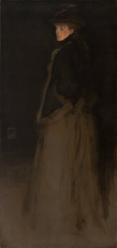 Composizione in nero e marrone, la giacca di pelliccia da James Abbott McNeill Whistler
