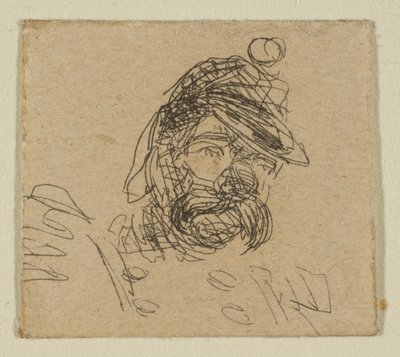 Uomo Barbuto con Cappello da Soldato da Schizzi sulla Piastra del Coast Survey, 1854-55 da James Abbott McNeill Whistler