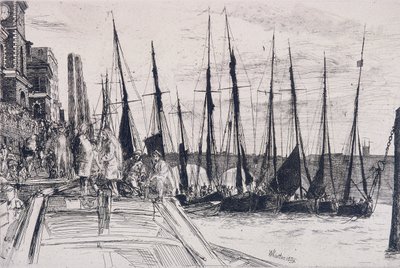Barche accanto a Billingsgate, Londra, 1859 da James Abbott McNeill Whistler