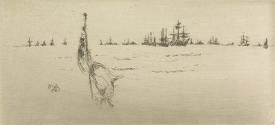 Abbassare la Bandiera, da una serie di dodici incisioni intitolate La Rivista Navale da James Abbott McNeill Whistler