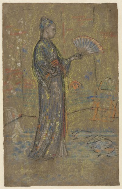 Donna giapponese che dipinge un ventaglio, c.1872 da James Abbott McNeill Whistler