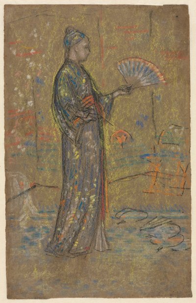 Donna giapponese che dipinge un ventaglio, c. 1872 da James Abbott McNeill Whistler