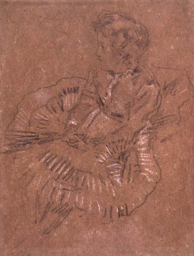 Una Ragazza Seduta con una Gonna Grande (Uno Studio di Elinor Leyland) c.1870-80 da James Abbott McNeill Whistler