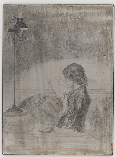 Lettura alla luce della lampada da James Abbott McNeill Whistler