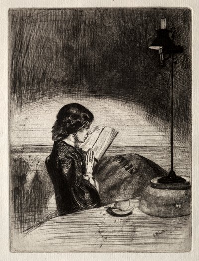 Lettura alla luce della lampada, 1859 da James Abbott McNeill Whistler