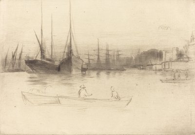 Battelli a vapore vicino alla Torre, 1875 da James Abbott McNeill Whistler