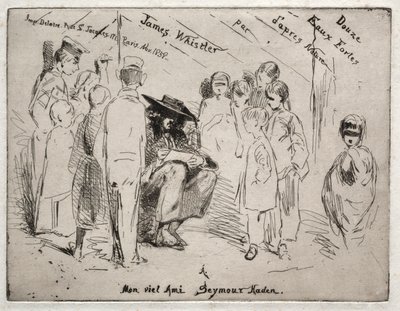 Dodici incisioni dalla natura: pagina del titolo - Delauney che disegna, 1858 da James Abbott McNeill Whistler