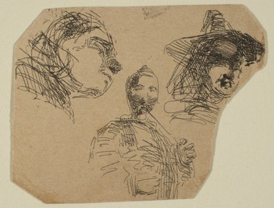 Due Teste Femminili e Figura in Piedi da Schizzi sulla Piastra del Coast Survey da James Abbott McNeill Whistler