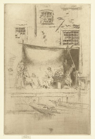 Donne sotto un parasole sul molo da James Abbott McNeill Whistler
