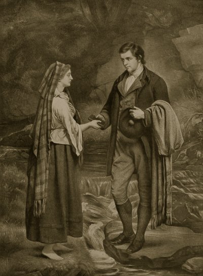 Fidanzamento di Robert Burns e Highland Mary, 1785, illustrazione da 
