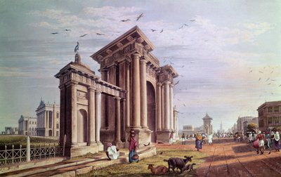 Court House Street, Calcutta, inciso da Robert Havell, pub. 1824 da James Baillie Fraser
