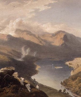 Grasmere da Langdale Fell, dettaglio del lago, da "Il Distretto dei Laghi Inglesi" da James Baker Pyne