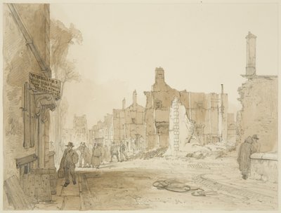 Rovine della Mansion House e della Custom House in Queen Square dopo i disordini da James Baker Pyne
