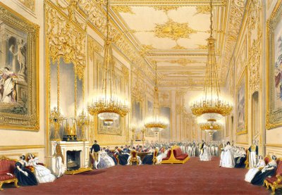 La Sala delle Grandi Ricevimenti - Intrattenimento di Stato per Sua Maestà Re Luigi Filippo, 1838 da James Baker after Pyne