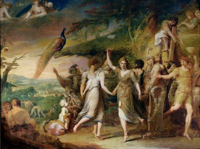Un raccolto greco, o ringraziamento alle divinità rurali, Cerere, Bacco, Silvano e Pan, secondo della serie Il progresso della cultura e della conoscenza umana, c.1777-84 da James Barry