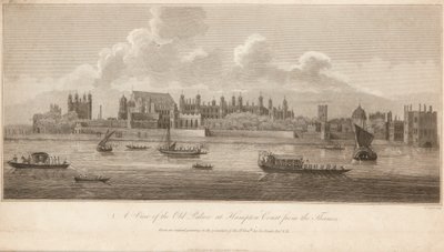 Veduta del vecchio palazzo di Hampton Court dal Tamigi da James Basire