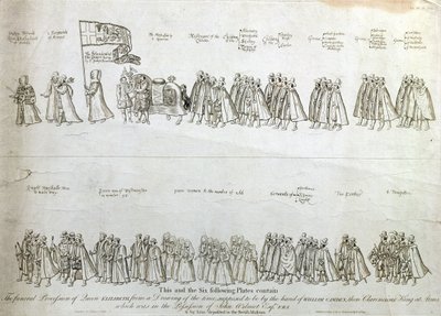 Il corteo funebre della regina Elisabetta I, da un disegno dell