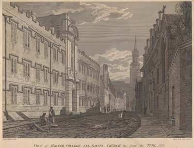 Veduta del Exeter College, All Saints Church, dal Turl da James Basire