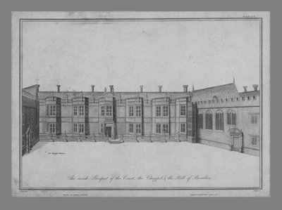 Prospettiva interna del cortile, della cappella e della sala di Beaulieu da James Basire I