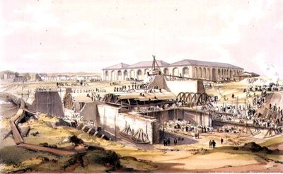 Costruzione della casa del motore stazionario, Camden Town, 28 aprile 1837, inciso dall