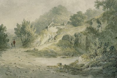 Vista vicino a Halifax. Un sentiero con cottage su un pendio da James Bourne