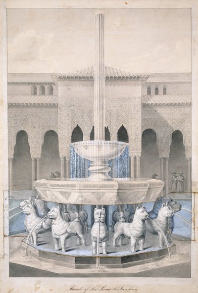 Fontana nel Cortile dei Leoni, Alhambra, da The Arabian Antiquities of Spain da James Cavanagh Murphy