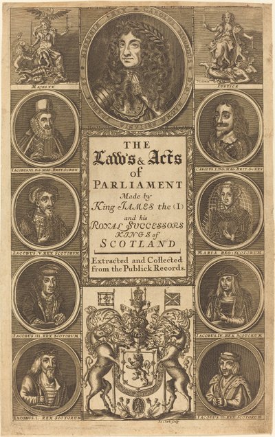 Frontespizio di "Le leggi e gli atti del Parlamento fatti da Re Giacomo I ..." da James Clark