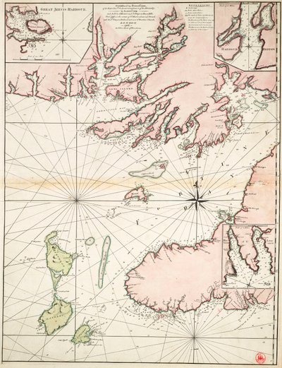 Parte della costa meridionale di Terranova inclusa Fortune Bay da James Cook