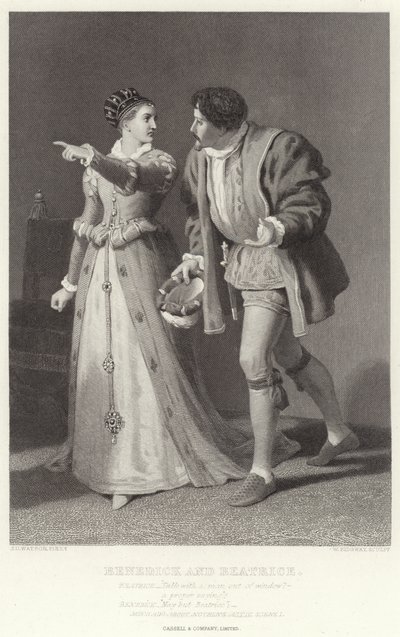 Benedick e Beatrice, Molto rumore per nulla, Atto IV, Scena I da James Dawson Watson