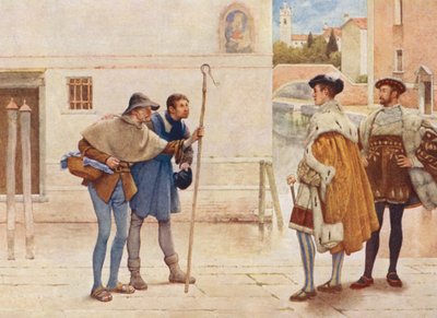 Il mercante di Venezia di Shakespeare: Bassanio, Lorenzo, Old Gobbo e Launcelot Gobbo da James Dromgole Linton