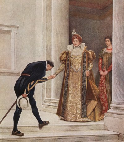 Il mercante di Venezia di Shakespeare: Il principe di Aragona, Porzia e Nerissa da James Dromgole Linton