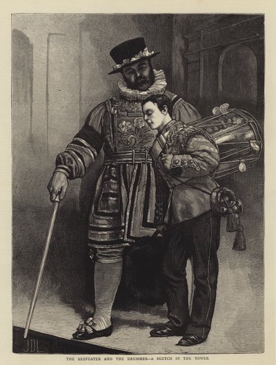 Il Beefeater e il Tamburino, uno schizzo nella Torre da James Dromgole Linton