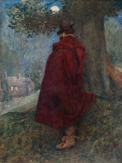 Il conte di Bothwell di notte osserva la casa solitaria chiamata Kirk-o-Field da James Dromgole Linton