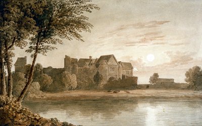 Castello di Allington, vicino a Maidstone, al chiaro di luna, XIX secolo da James Duffield Harding