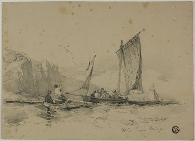 Barche da pesca vicino alle scogliere da James Duffield Harding